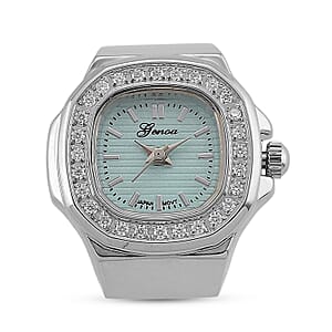 Genoa Japanese Movement Light Blue Dial Watch with Silvertone