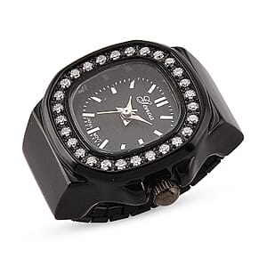 Genoa Japanese Movement Black Dial Watch with Black Silvertone
