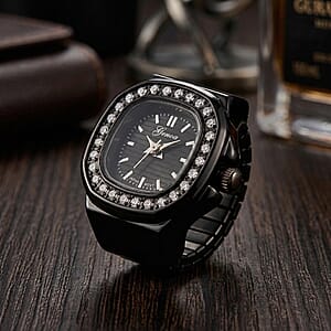 Genoa Japanese Movement Black Dial Watch with Black Silvertone