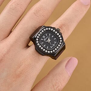 Genoa Japanese Movement Black Dial Watch with Black Silvertone