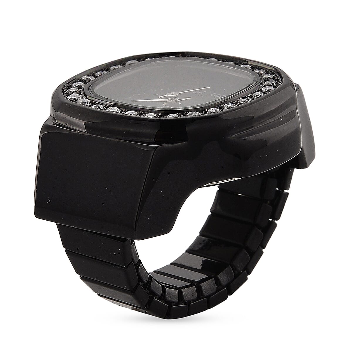 Genoa Japanese Movement Black Dial Watch with Black Silvertone image number 4
