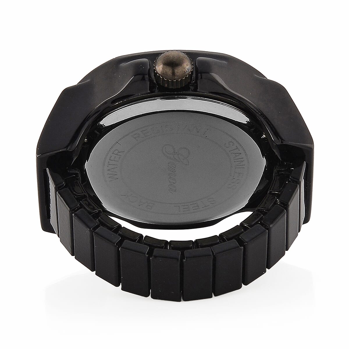 Genoa Japanese Movement Black Dial Watch with Black Silvertone image number 5
