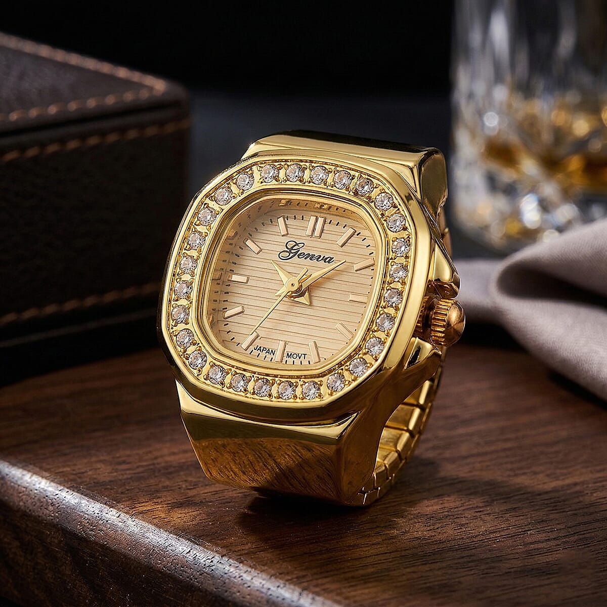 Genoa Japanese Movement Gold Dial Watch with Goldtone image number 1