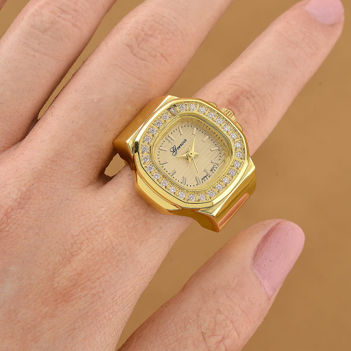 Genoa Japanese Movement Gold Dial Watch with Goldtone image number 2