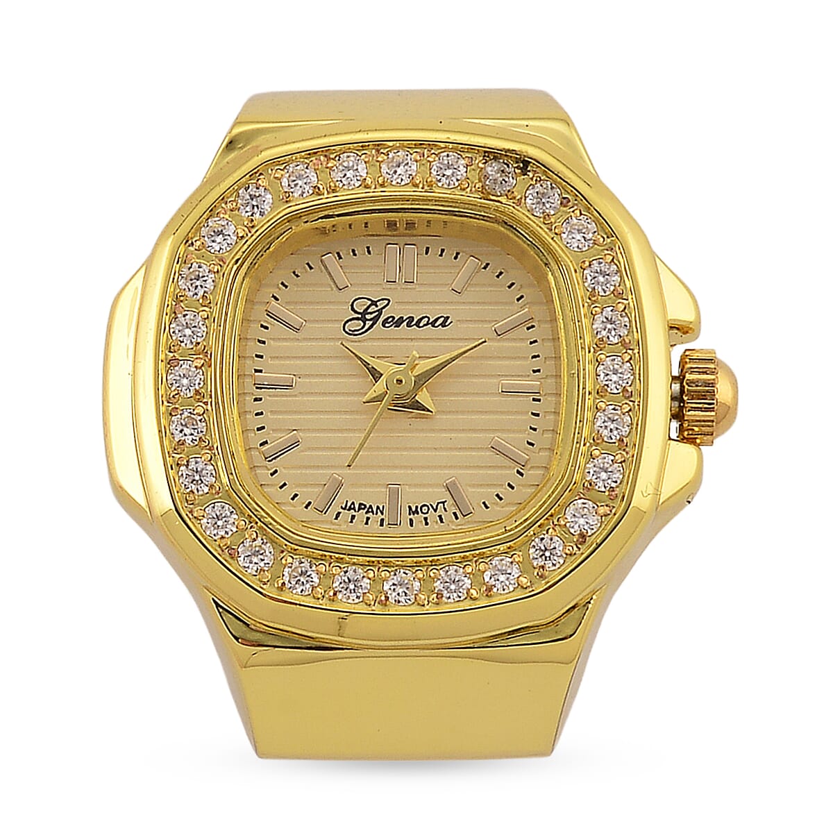 Genoa Japanese Movement Gold Dial Watch with Goldtone image number 3