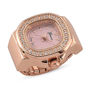 Genoa Japanese Movement Pink Dial Watch with Rosetone