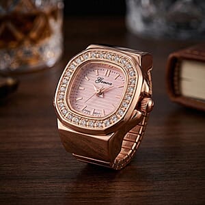 Genoa Japanese Movement Pink Dial Watch with Rosetone