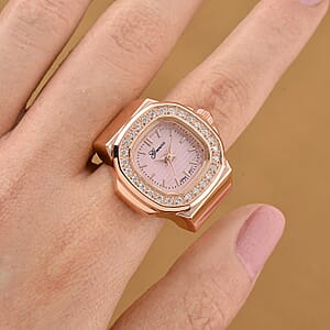 Genoa Japanese Movement Pink Dial Watch with Rosetone