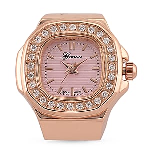 Genoa Japanese Movement Pink Dial Watch with Rosetone