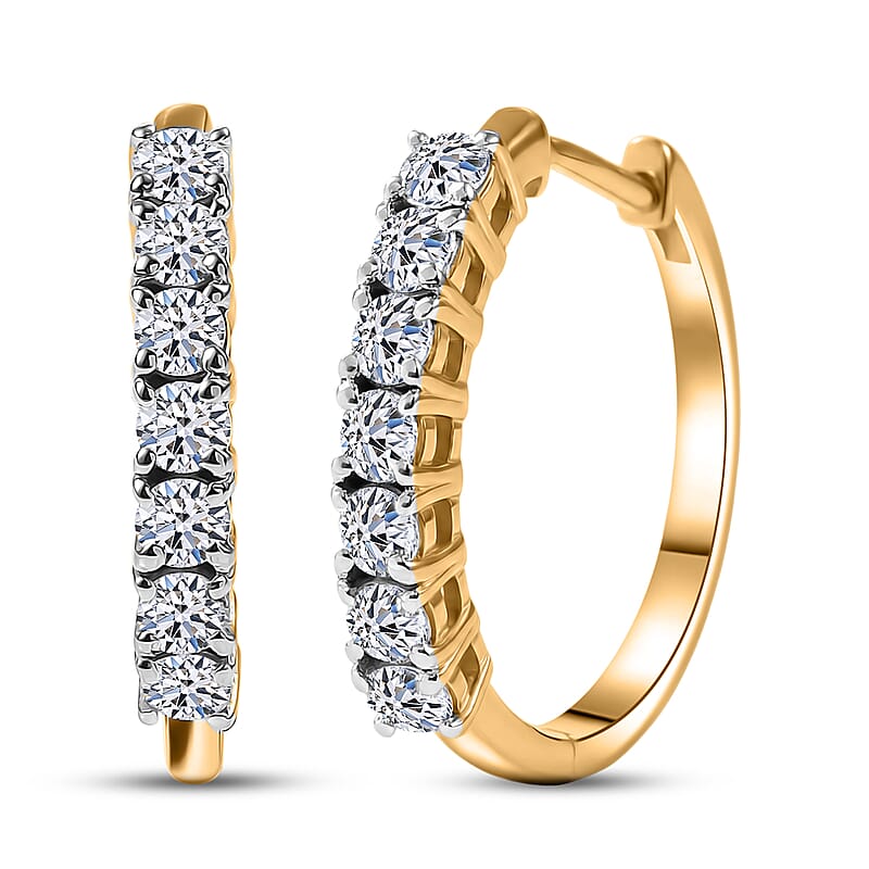 Luxuriant Lab Grown Diamond G-H SI 1.00 ctw Hoop Earrings in 18K Vermeil Yellow Gold Over Sterling Silver