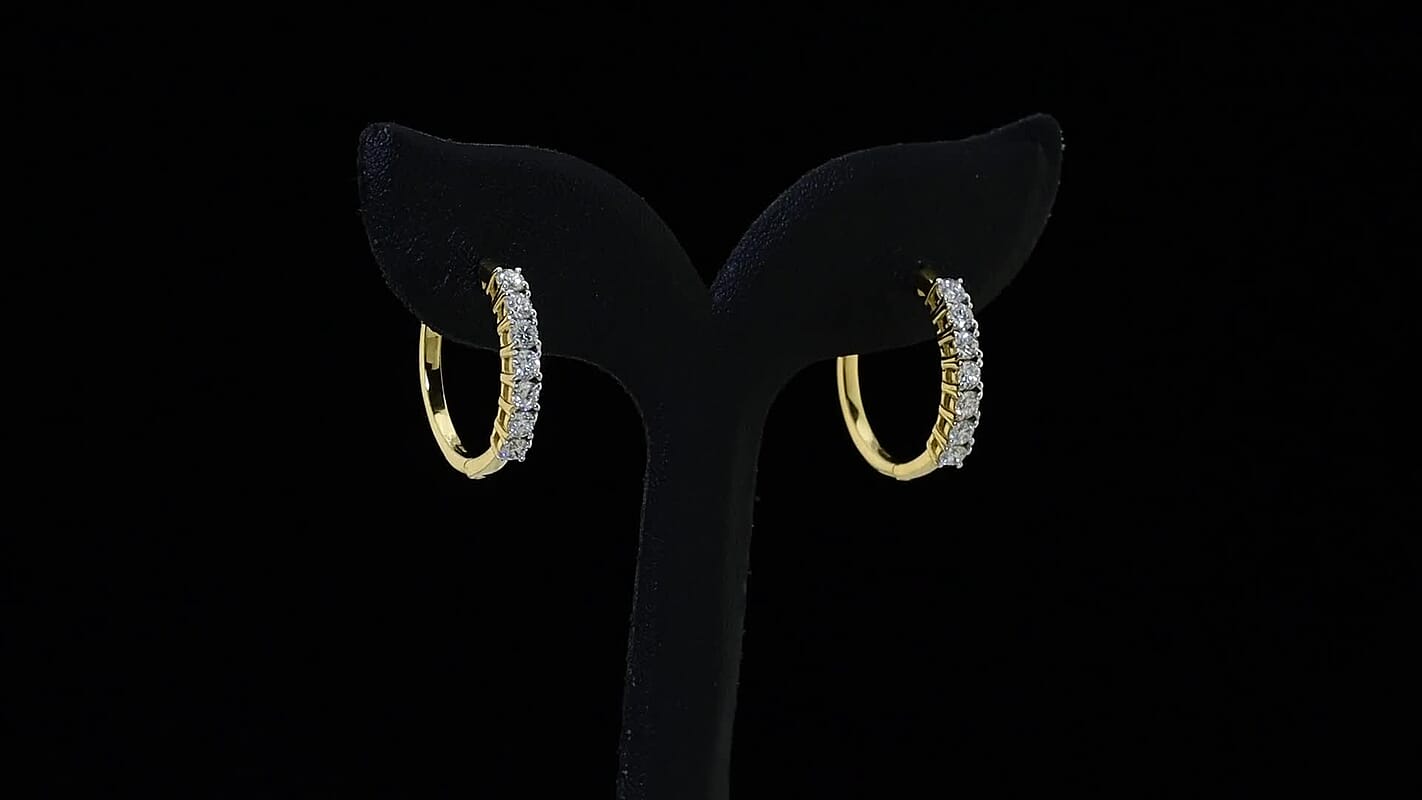 Luxuriant Lab Grown Diamond (G-H, SI) Hoop Earrings in 18K Vermeil YG Over Sterling Silver 1 ctw