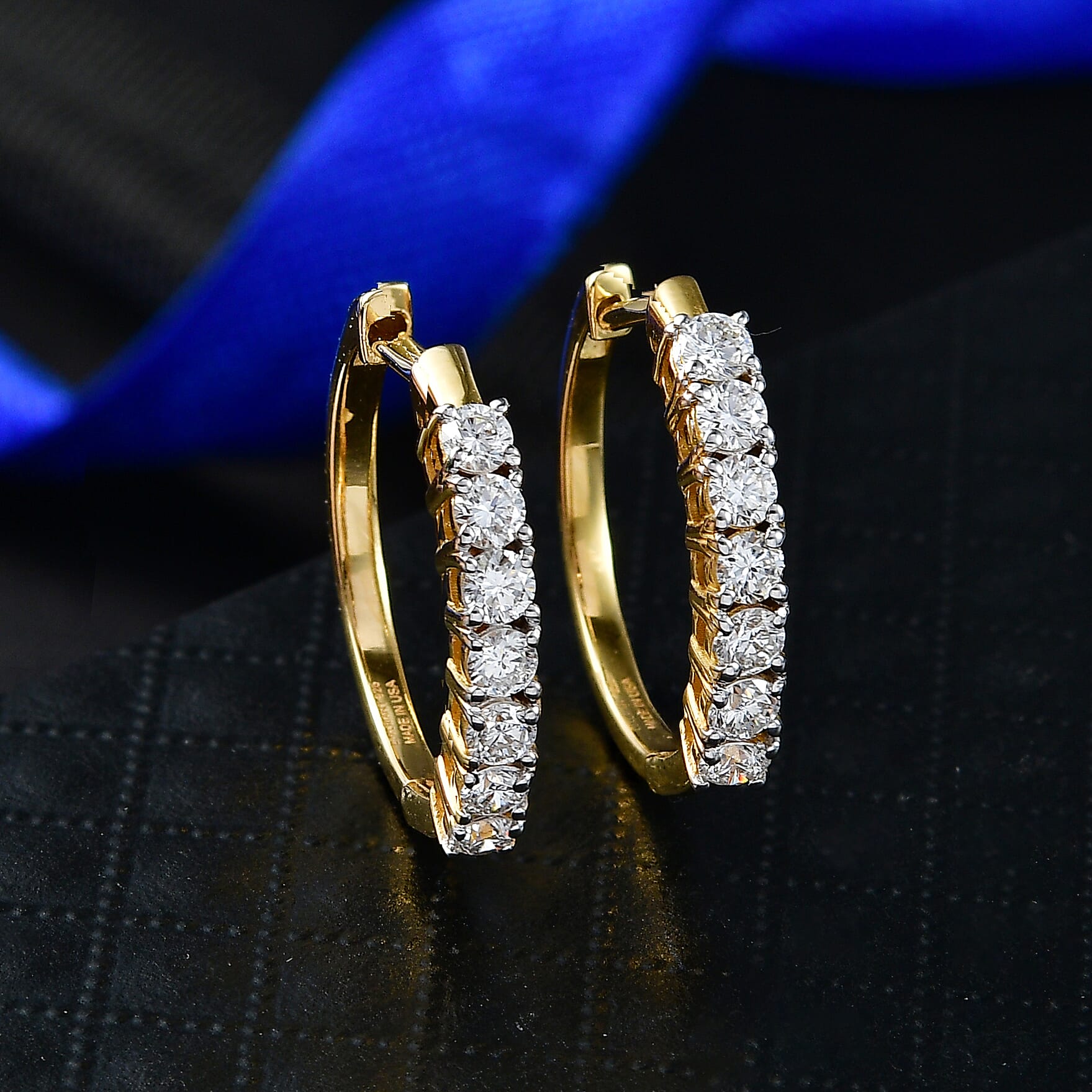 Luxuriant Lab Grown Diamond G-H SI 1.00 ctw Hoop Earrings in 18K Vermeil Yellow Gold Over Sterling Silver