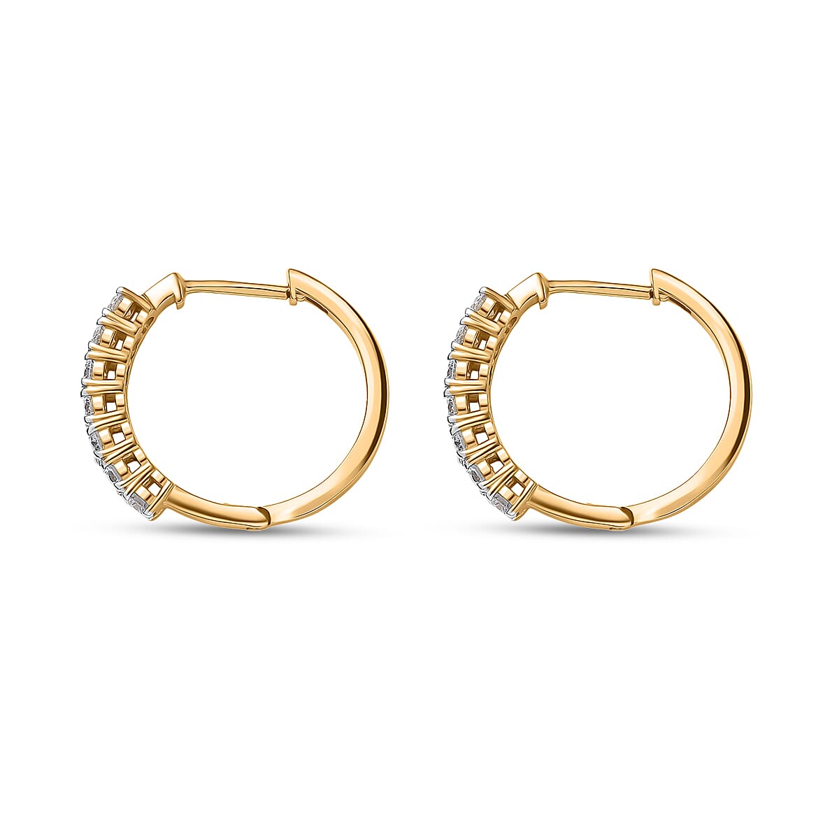 Luxuriant Lab Grown Diamond G-H SI 1.00 ctw Hoop Earrings in 18K Vermeil Yellow Gold Over Sterling Silver