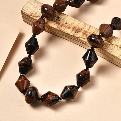 EverTrue Mahagooni Jasper and Thai Black Spinel 190.00 ctw Necklace in 18K YG Plated 18 Inches