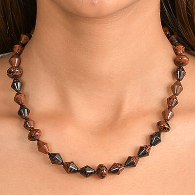 EverTrue Mahagooni Jasper and Thai Black Spinel 190.00 ctw Necklace in 18K YG Plated 18 Inches