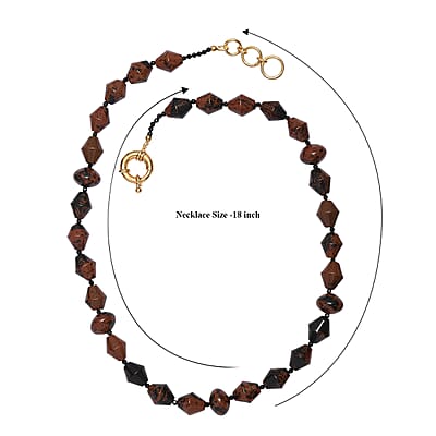 EverTrue Mahagooni Jasper and Thai Black Spinel 190.00 ctw Necklace in 18K YG Plated 18 Inches