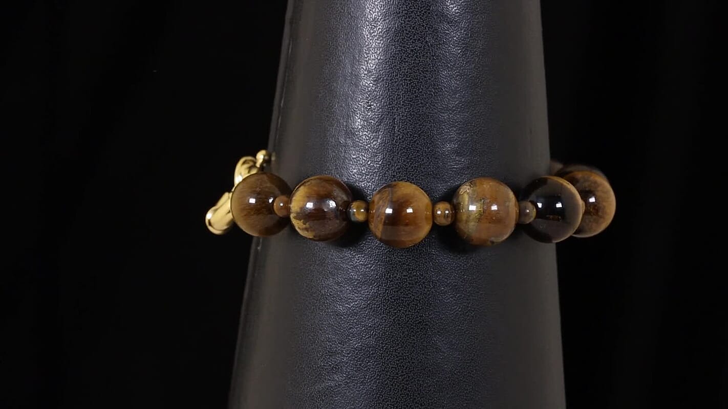 EverTrue Prremium Tigers Eye Bracelet in 18K YG Plated (7.25 In) 140.00 ctw