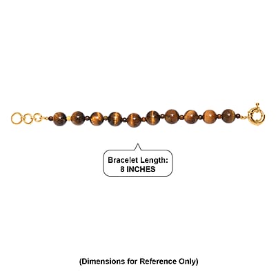 EverTrue Prremium Tigers Eye 140.00 ctw Bracelet in 18K YG Plated (7.25 In)