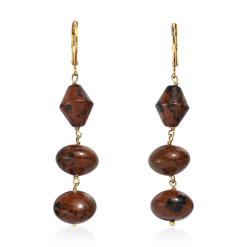 EverTrue Mahagooni Jasper 40.00 ctw Earrings in ION Plated YG Stainless Steel