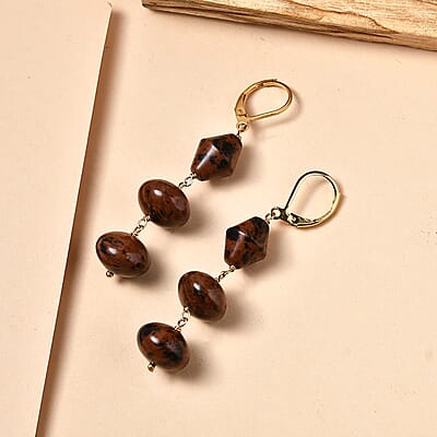 EverTrue Mahagooni Jasper 40.00 ctw Earrings in ION Plated YG Stainless Steel