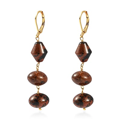 EverTrue Mahagooni Jasper 40.00 ctw Earrings in ION Plated YG Stainless Steel