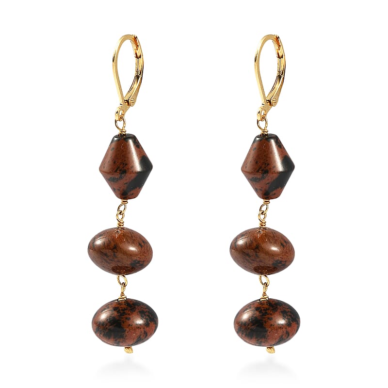 EverTrue Mahagooni Jasper 40.00 ctw Earrings in ION Plated YG Stainless Steel