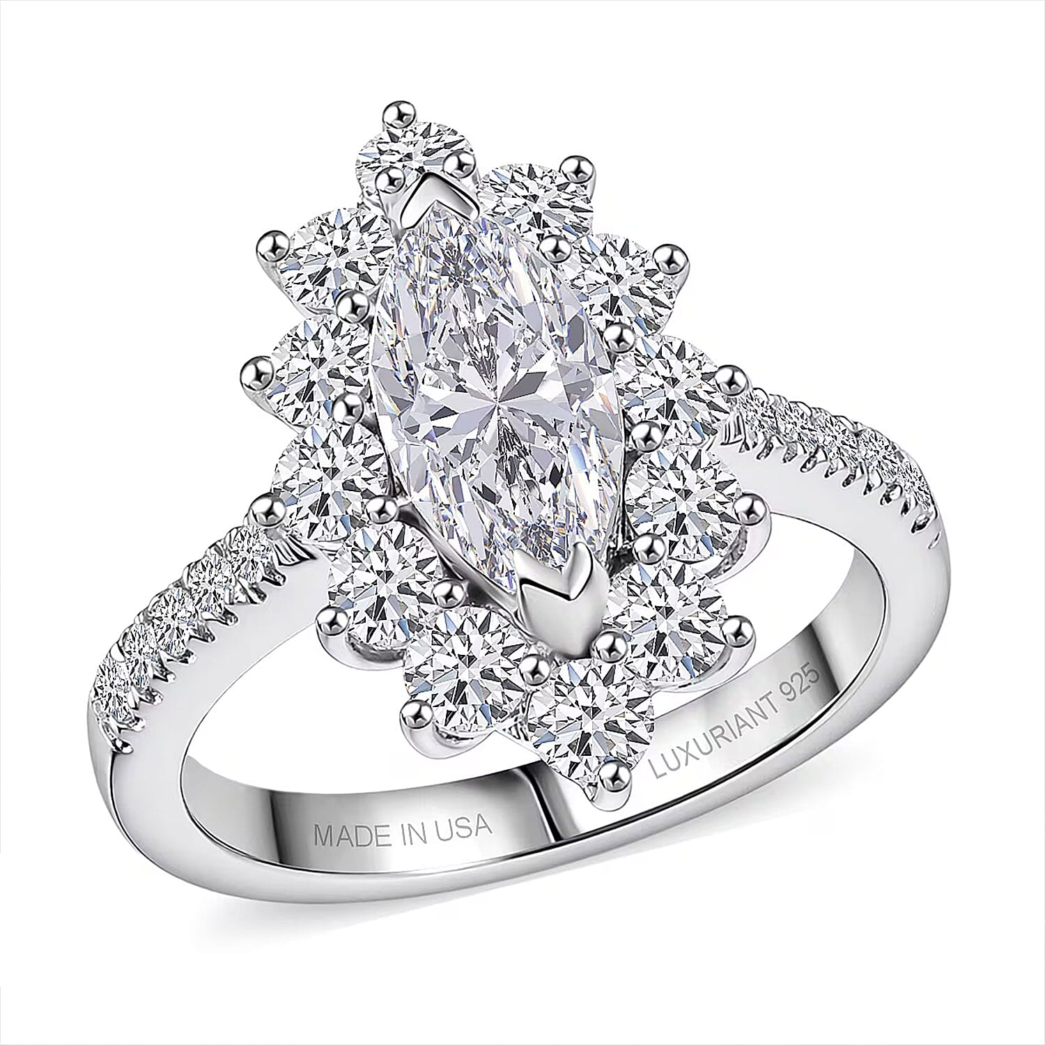 Luxuriant Lab Grown Diamond E-F VS 2.00 ctw Ring in Rhodium Over Sterling Silver (Size 10.0)