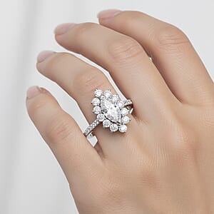 Luxuriant Lab Grown Diamond E-F VS 2.00 ctw Ring in Rhodium Over Sterling Silver (Size 10.0)