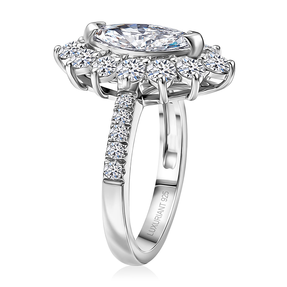 Luxuriant Lab Grown Diamond E-F VS 2.00 ctw Ring in Rhodium Over Sterling Silver (Size 10.0) image number 3