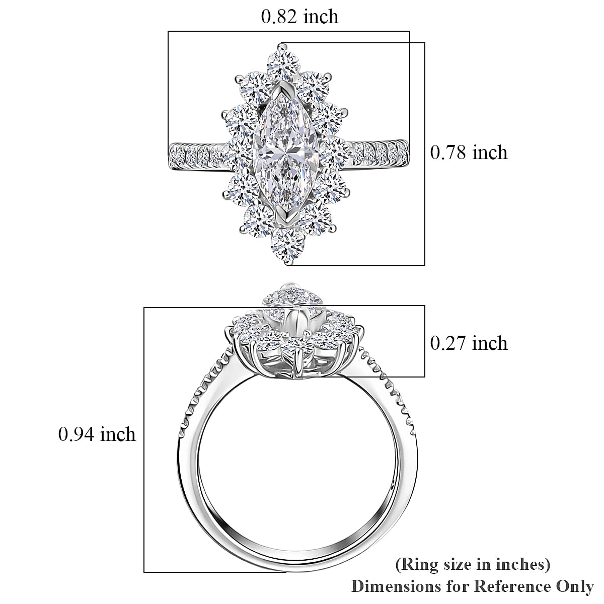 Luxuriant Lab Grown Diamond E-F VS 2.00 ctw Ring in Rhodium Over Sterling Silver (Size 10.0) image number 5