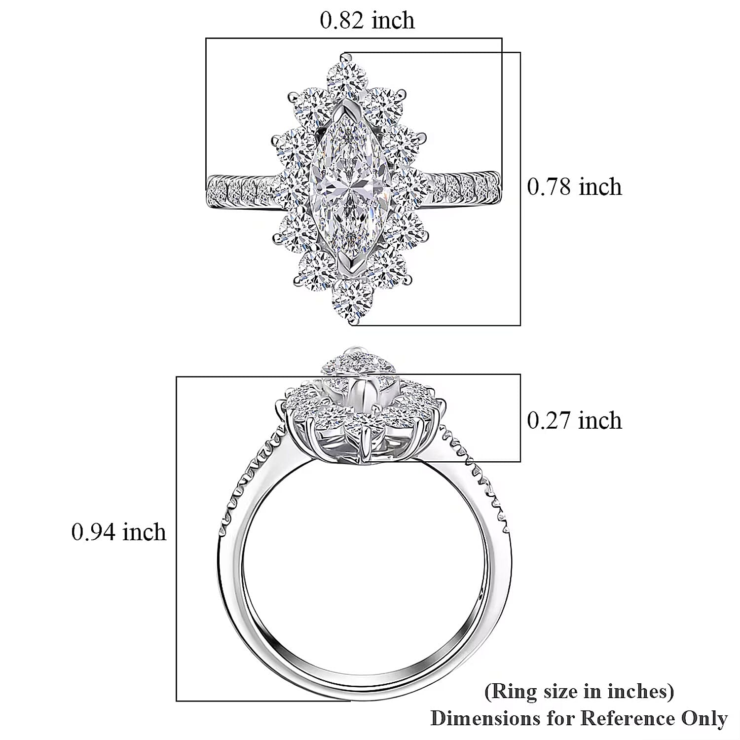 Luxuriant Lab Grown Diamond E-F VS 2.00 ctw Ring in Rhodium Over Sterling Silver (Size 10.0)