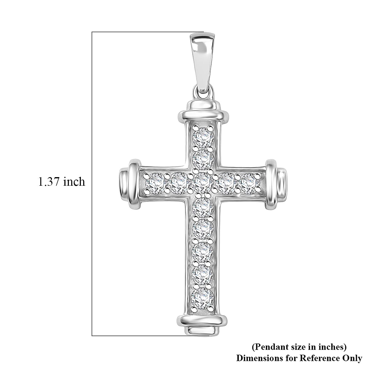 D'Joy Simulated Diamond Cross Pendant without Chain in Platinum Over Sterling Silver image number 5