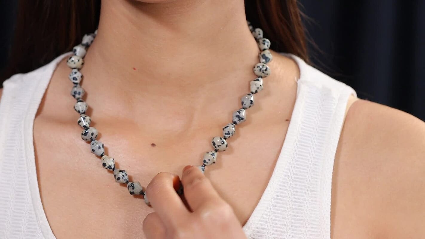 EverTrue Thai Black Spinel, Dalmation Jasper Necklace (18 Inches) in 18K YG Plated 210.00 ctw