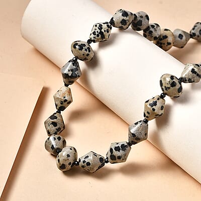 EverTrue Thai Black Spinel and Dalmation Jasper 210.00 ctw Necklace in 18K YG Plated 18 Inches