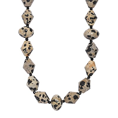 EverTrue Thai Black Spinel and Dalmation Jasper 210.00 ctw Necklace in 18K YG Plated 18 Inches