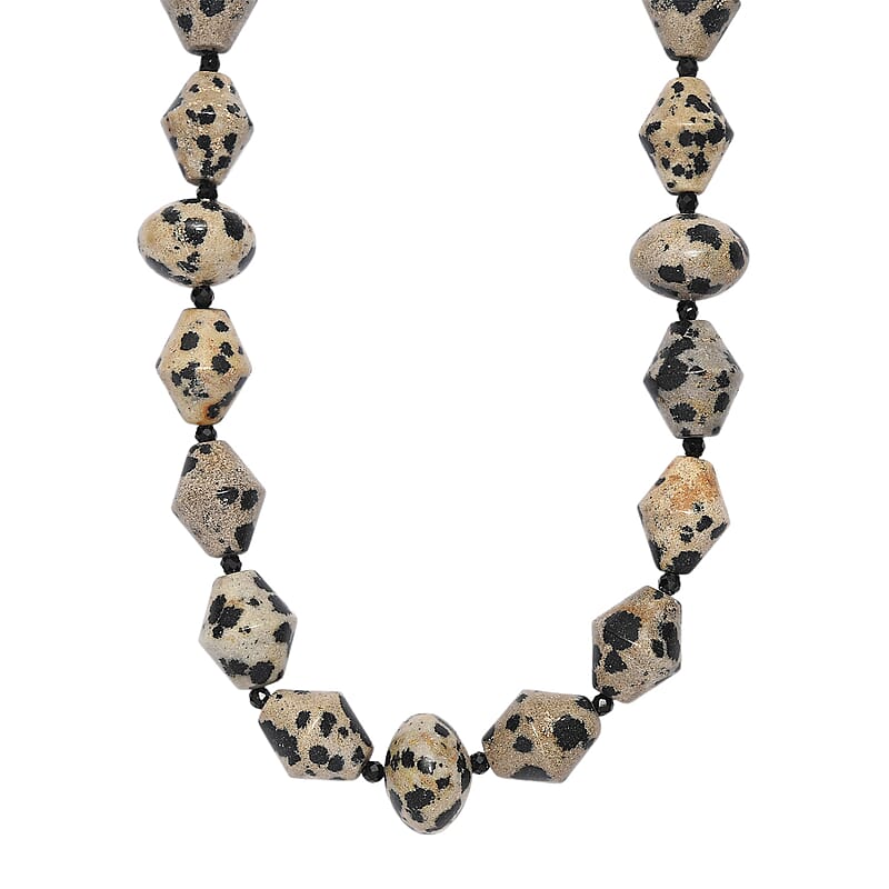 EverTrue Thai Black Spinel and Dalmation Jasper 210.00 ctw Necklace in 18K YG Plated 18 Inches