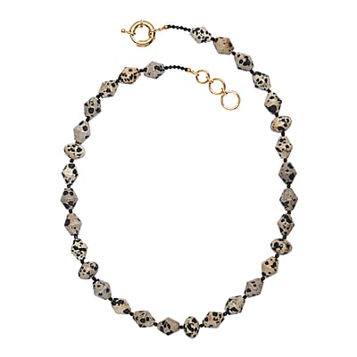 EverTrue Thai Black Spinel and Dalmation Jasper 210.00 ctw Necklace in 18K YG Plated 18 Inches
