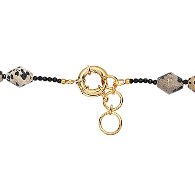 EverTrue Thai Black Spinel and Dalmation Jasper 210.00 ctw Necklace in 18K YG Plated 18 Inches