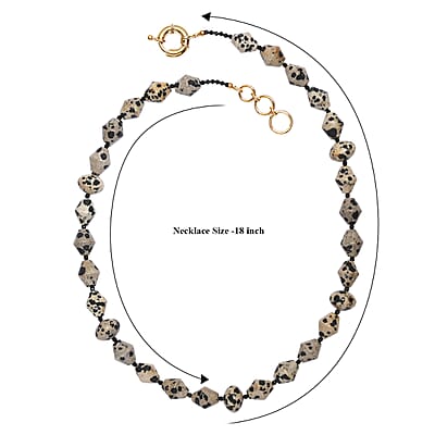 EverTrue Thai Black Spinel and Dalmation Jasper 210.00 ctw Necklace in 18K YG Plated 18 Inches