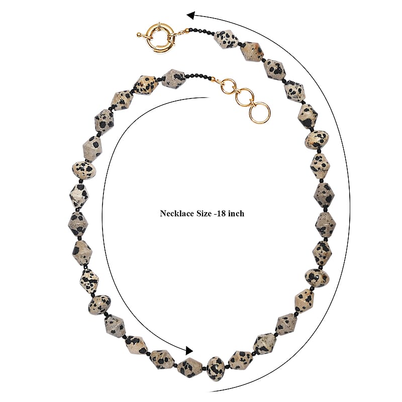 EverTrue Thai Black Spinel and Dalmation Jasper 210.00 ctw Necklace in 18K YG Plated 18 Inches