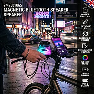 Livemore Magnetic Bluetooth Speaker with Colorful RGB Lights - Black