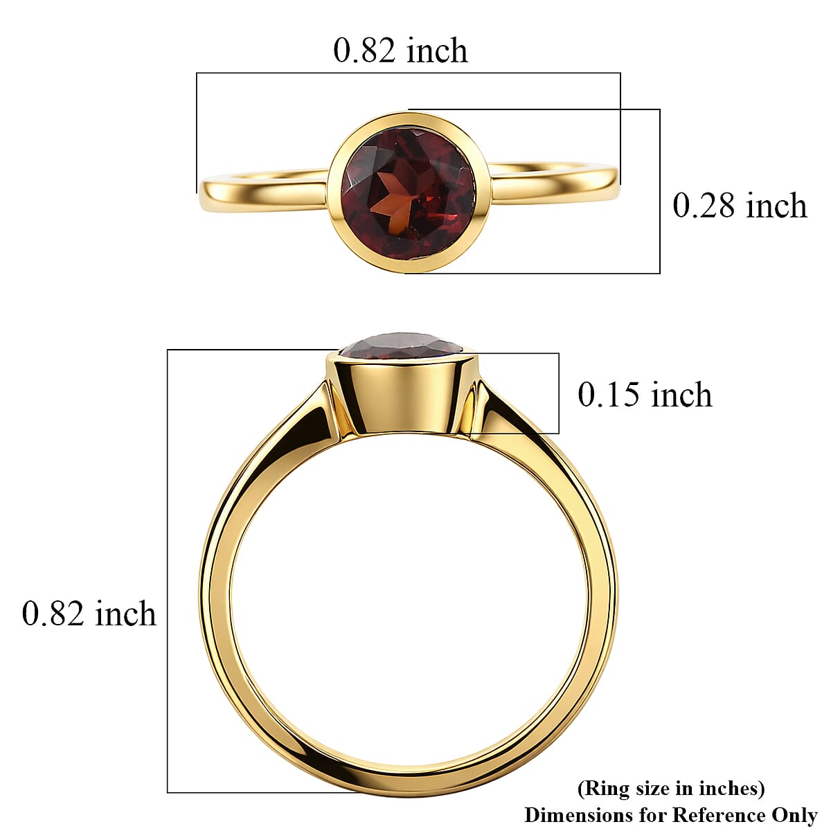D'Joy Mozambique Garnet 0.90 ctw Solitaire Ring in 18K Vermeil Yellow Gold Over Sterling Silver (Size 10.0) image number 5