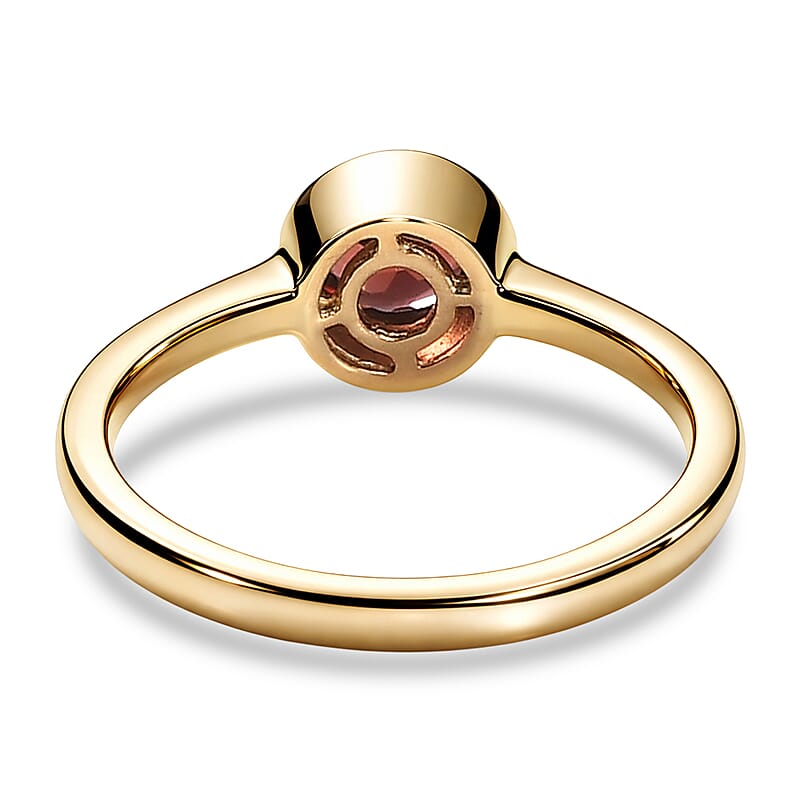 D'Joy Mozambique Garnet 0.90 ctw Solitaire Ring in 18K Vermeil Yellow Gold Over Sterling Silver (Size 6.0)
