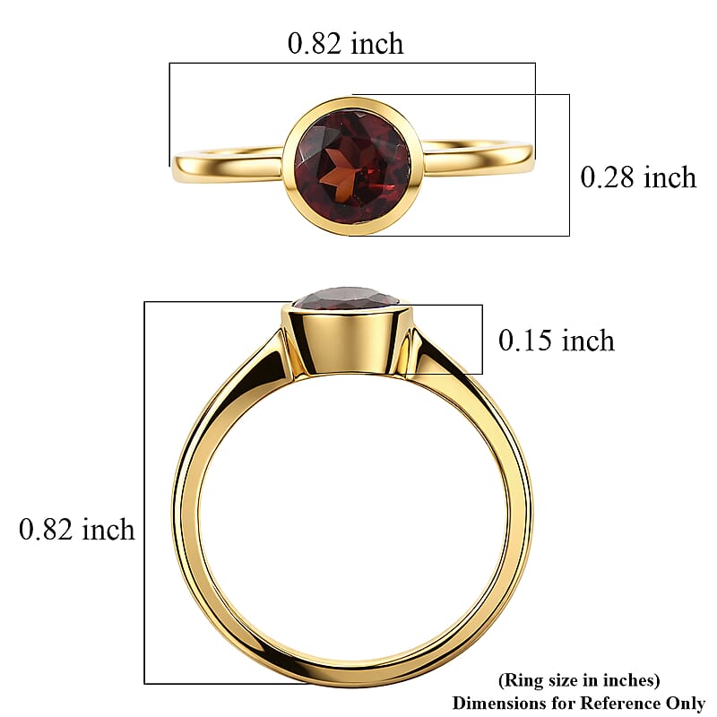 D'Joy Mozambique Garnet 0.90 ctw Solitaire Ring in 18K Vermeil Yellow Gold Over Sterling Silver (Size 6.0)
