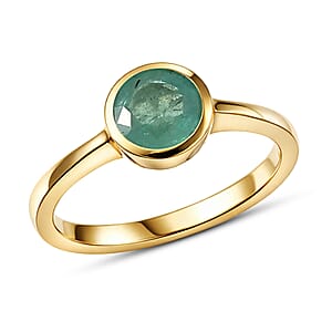 D'Joy Kagem Zambian Emerald 0.85 ctw Ring in 18K Vermeil Yellow Gold Over Sterling Silver (Size 10.0)