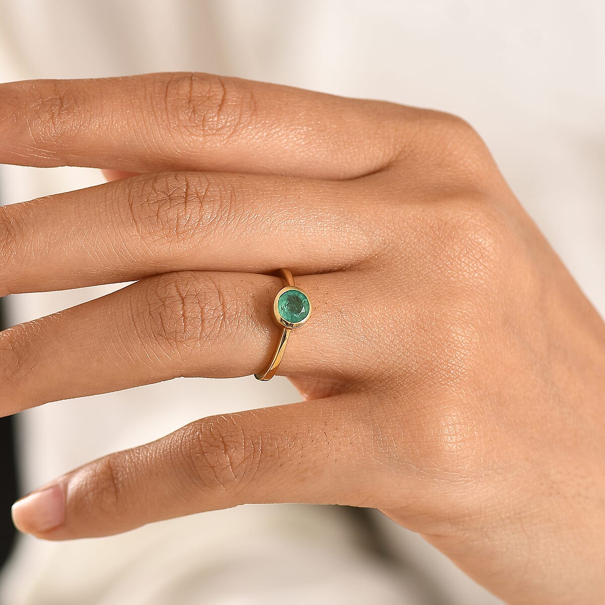 D'Joy Kagem Zambian Emerald 0.85 ctw Ring in 18K Vermeil Yellow Gold Over Sterling Silver (Size 10.0) image number 2