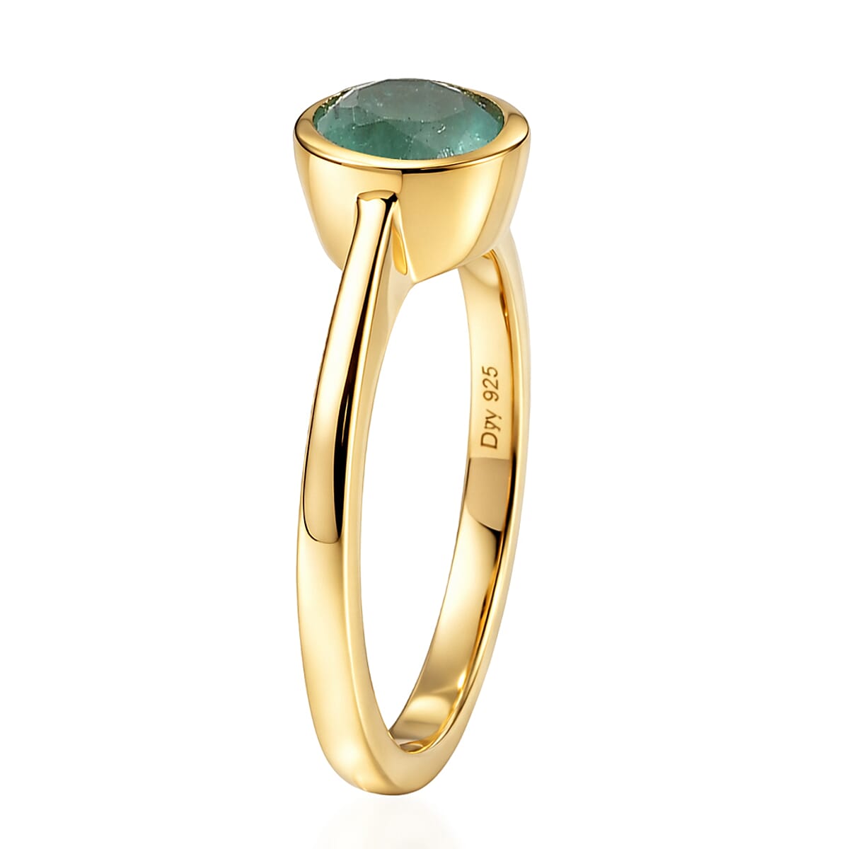 D'Joy Kagem Zambian Emerald 0.85 ctw Ring in 18K Vermeil Yellow Gold Over Sterling Silver (Size 10.0) image number 3
