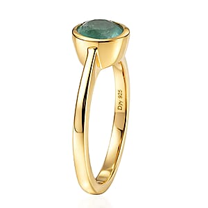 D'Joy Kagem Zambian Emerald 0.85 ctw Ring in 18K Vermeil Yellow Gold Over Sterling Silver (Size 10.0)