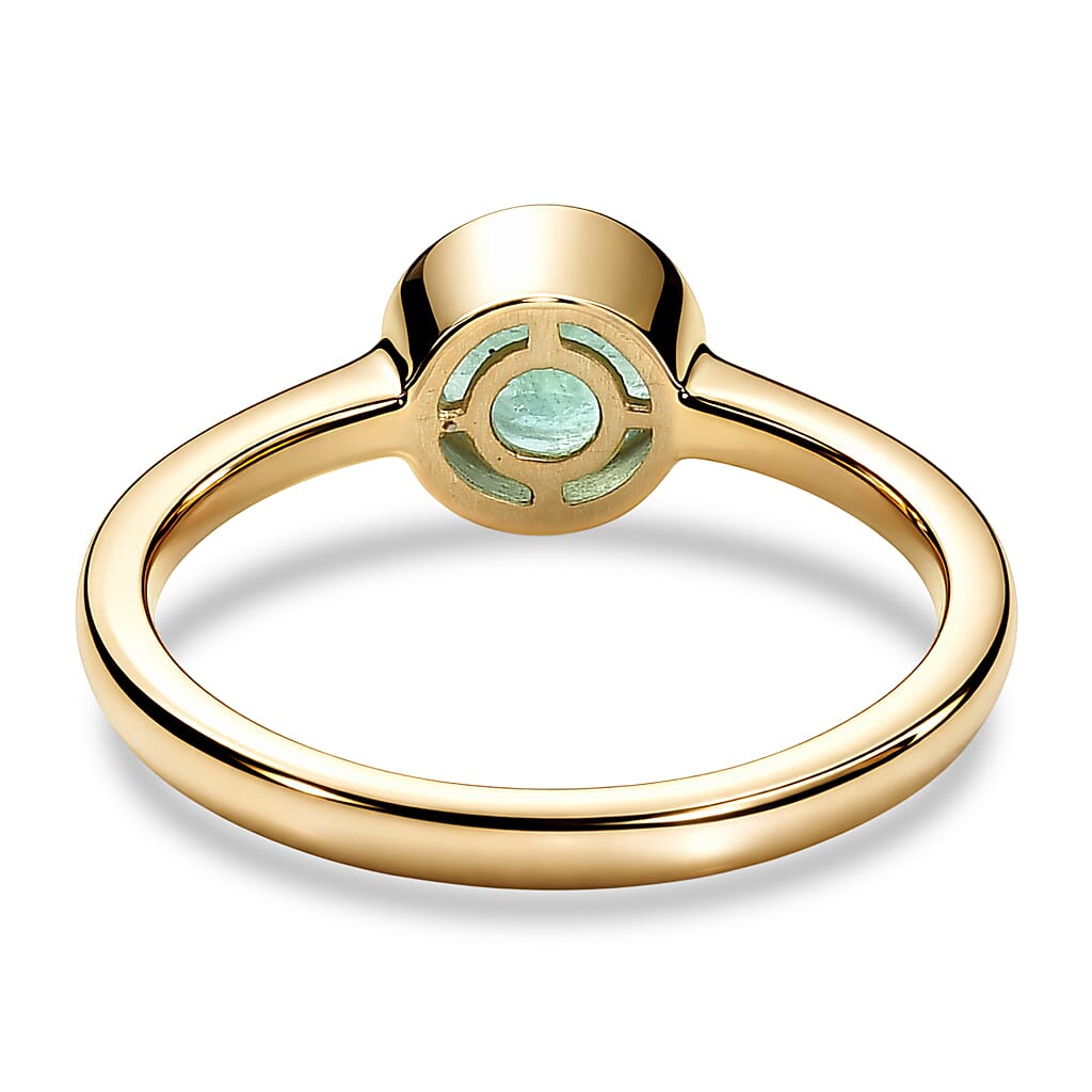 D'Joy Kagem Zambian Emerald Ring in 18K Vermeil YG Over Sterling Silver (Size 10.0) 0.85 ctw