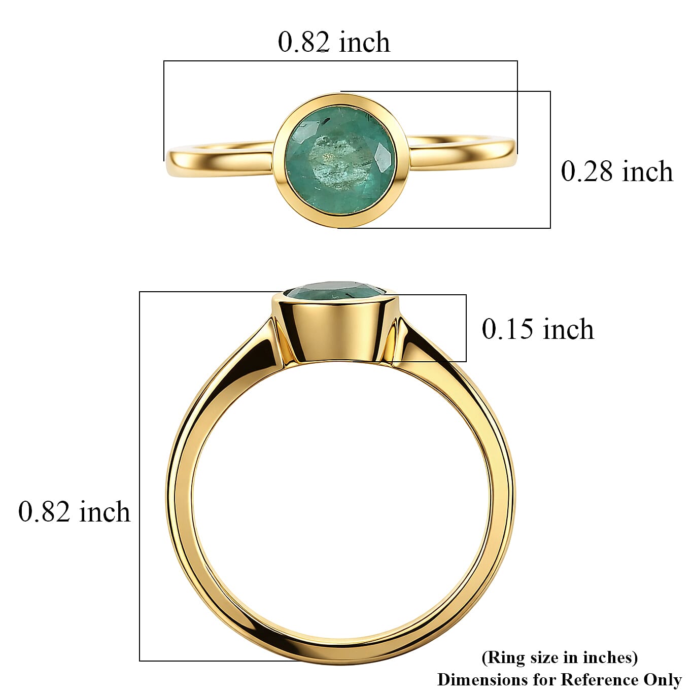 D'Joy Kagem Zambian Emerald Ring in 18K Vermeil YG Over Sterling Silver (Size 10.0) 0.85 ctw